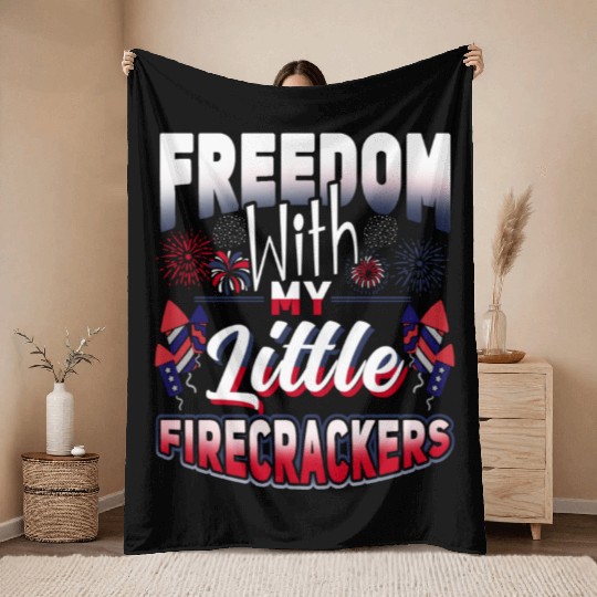 Freedom Firecrackers Patriotic Teacher Throw Blankets