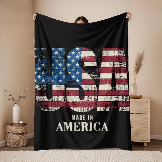 USA Made in America Throw Blankets