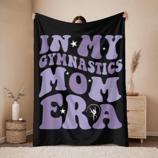 In My Gymnastics Mom Era on back Throw Blankets