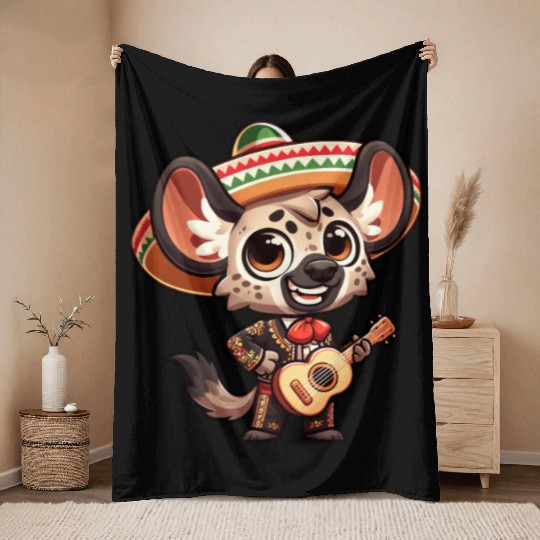 Cinco de Mayo Hyena Giraffe Mariachi Throw Blankets