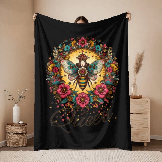 Queen Bee Jewelry Jewels Cute Beekeeping Beekeeper Throw Blankets