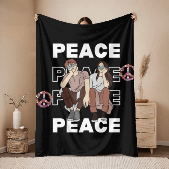Peaceful Friends: Modern Graphic Throw Blankets