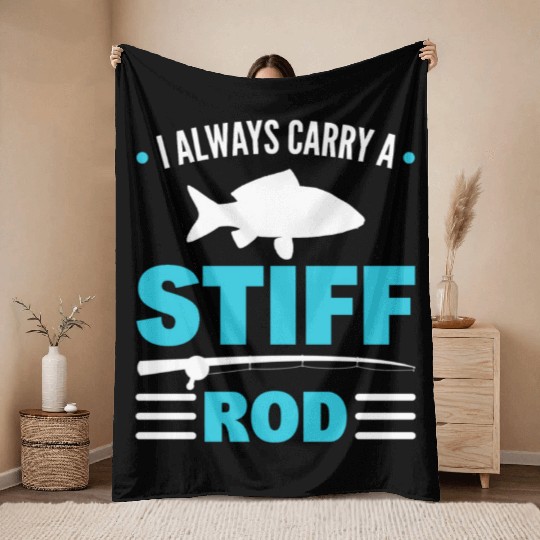 Funny Fishing Rod Fisherman Throw Blankets