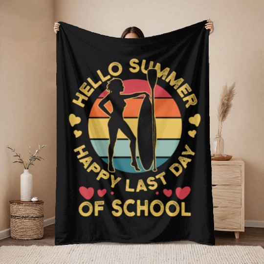 Happy Last Day Of School Teacher Women friend Throw Blankets