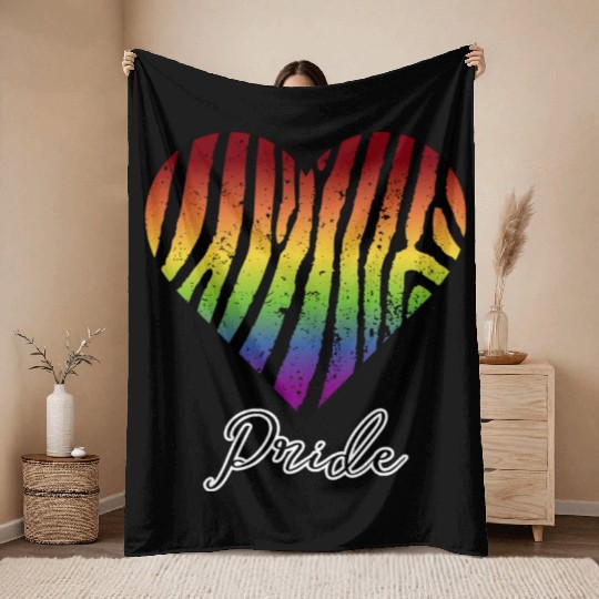 LGBTQ+Pride Rainbow heart-pattern tiger leather Throw Blankets
