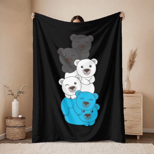Mascic Flag Pride Lgbtq Cute Bear Throw Blankets