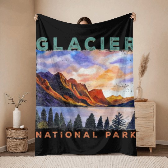 Glacier National Park US Montana parks Throw Blankets