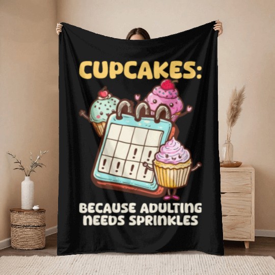 Cupcake Lover Because Adulting Needs Throw Blankets