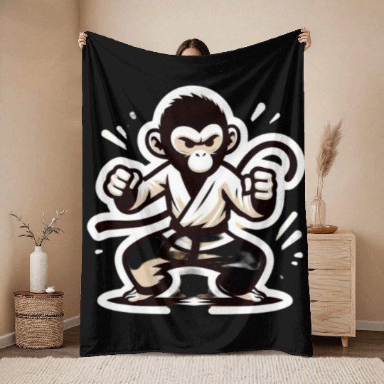 Kungfu Monkey I Throw Blankets