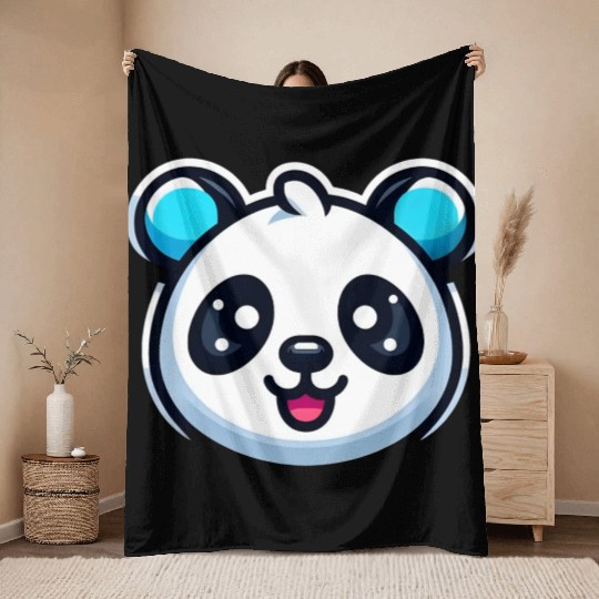 Cute Baby Cute Panda Face Throw Blankets