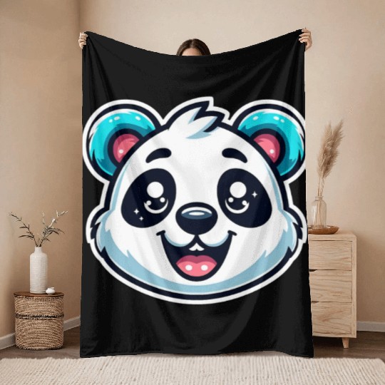 Cute Panda Cute Baby Panda Face Throw Blankets
