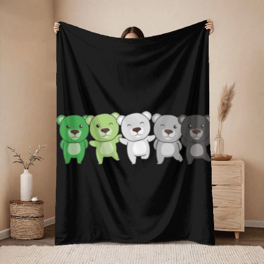 Aromantik Flag Pride Lgbtq Cute Bear Throw Blankets