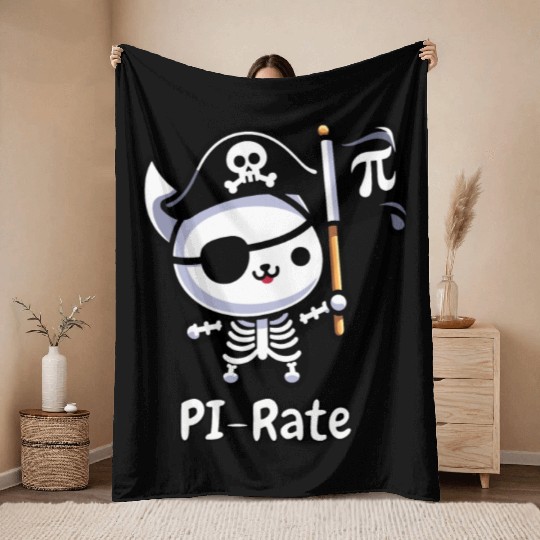 Pi-Rate Cat - Pi day Throw Blankets