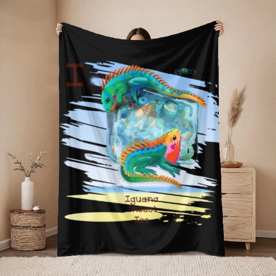 Unique Creative Cute I Alphabet Iguana Insect Ice Throw Blankets