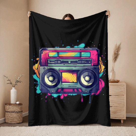 Retro Classic Cassette Tape for a 80s Fan Throw Blankets