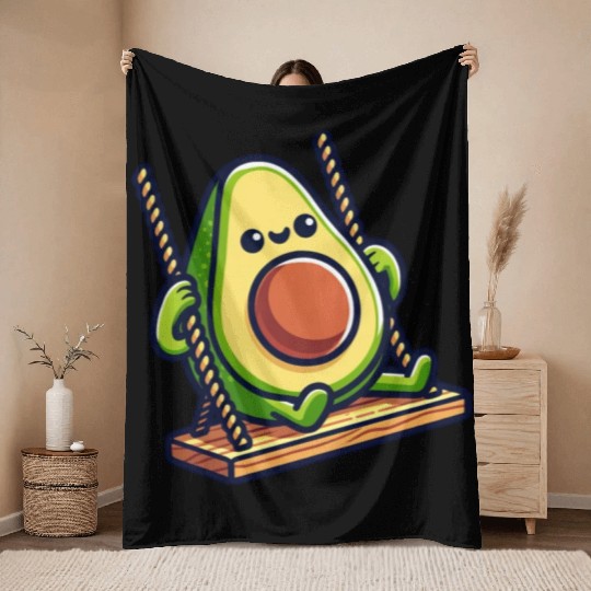 Avocado on a Swing Throw Blankets