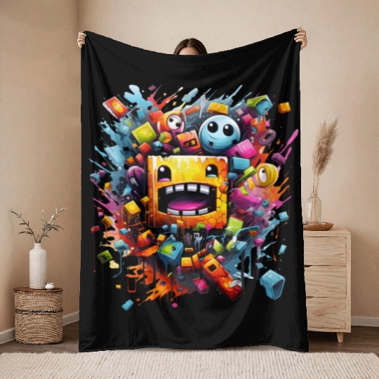 geometry dash Throw Blankets