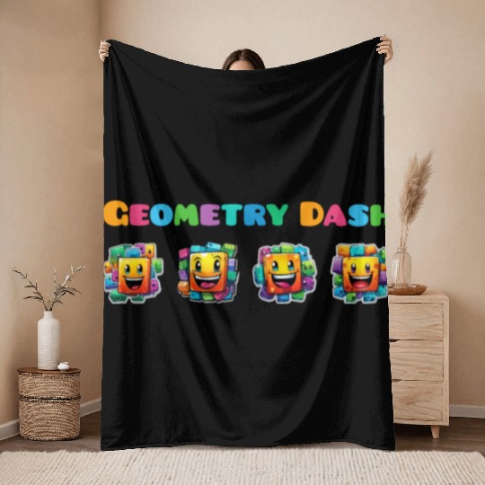 Geometry dash Throw Blankets