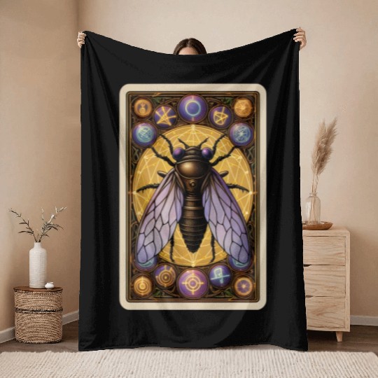 CICADA INVASION 2024 TAROT CARD, CICADAGEDDON 2024 Throw Blankets