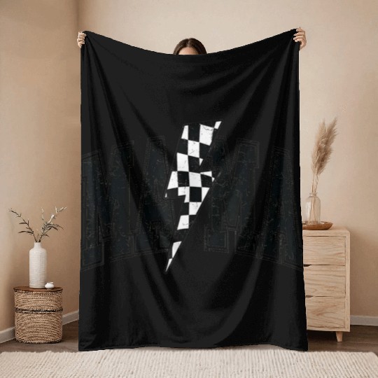 Checkered Mama Lightning Bolt Mothers Day Mother Throw Blankets