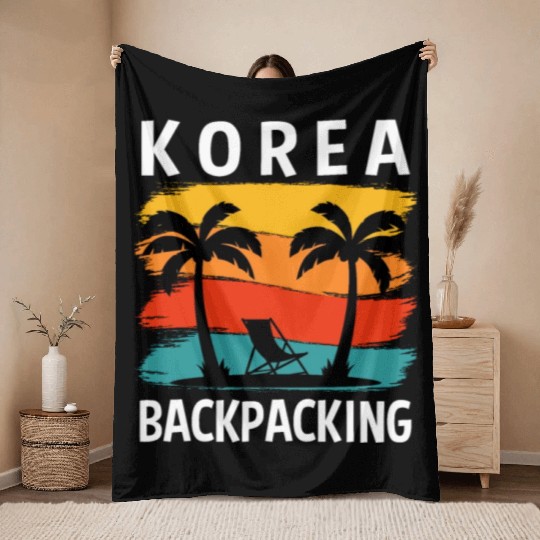 Korea Retro Adventure Wilderness Backpacking Throw Blankets
