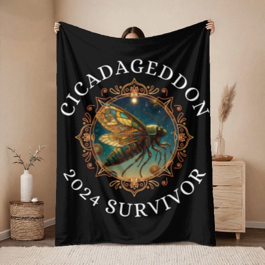 Cicadageddon Invasion Tour 2024 Funny Cicada Event Throw Blankets
