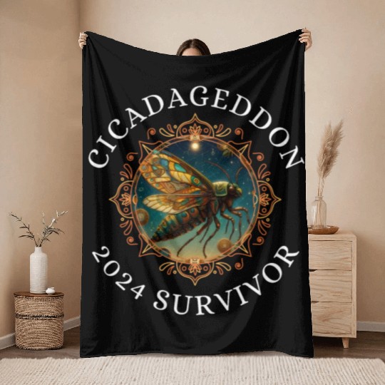 Cicadageddon Invasion Tour 2024 Funny Cicada Event Throw Blankets