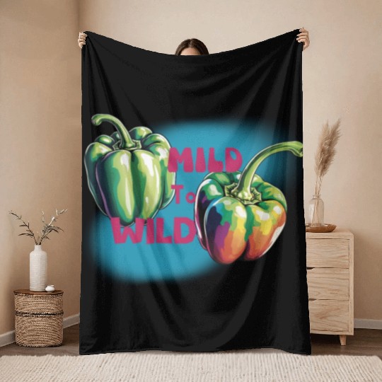 Mild to wild bel pepper Throw Blankets