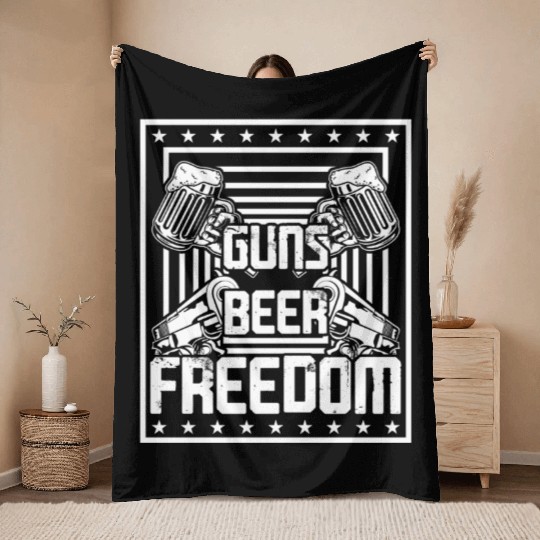 Guns Beer Freedom Throw Blankets