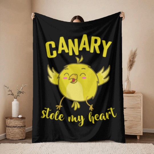 Canary Stole my Heart Yellow cute Bird Throw Blankets