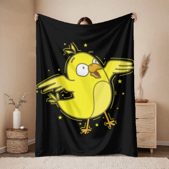 Canary Bird dancing Throw Blankets