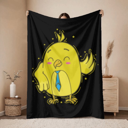 Canary Bird with Tie Throw Blankets