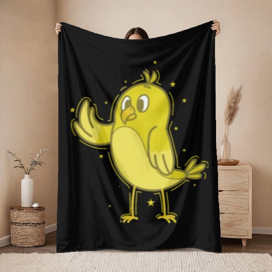 Canary waving Throw Blankets