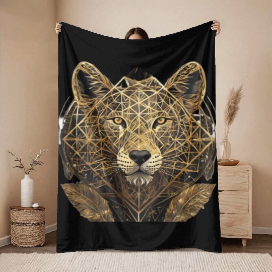 Lion face Throw Blankets