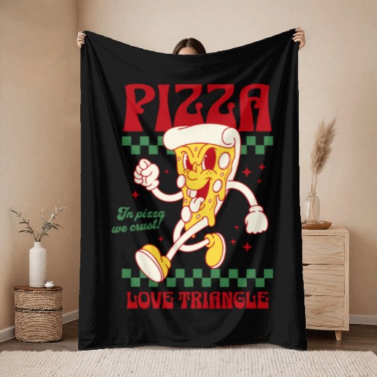 Pizza Love Triangle Throw Blankets