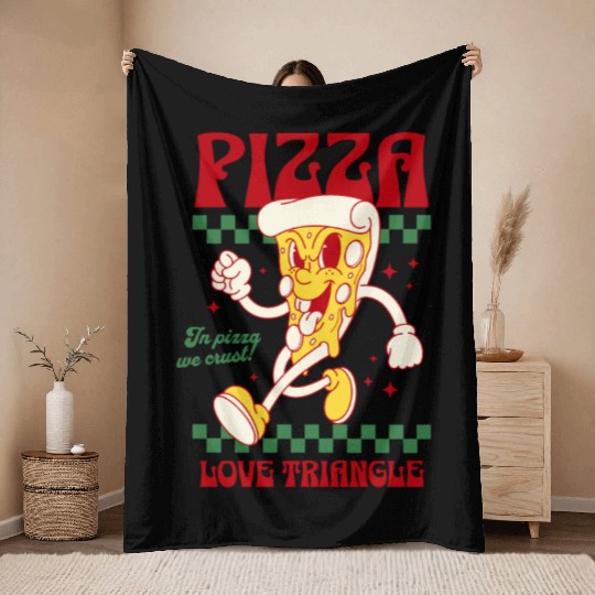 Pizza Love Triangle Throw Blankets