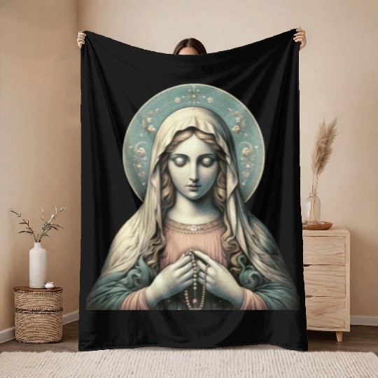 Serene Madonna ic Image Throw Blankets