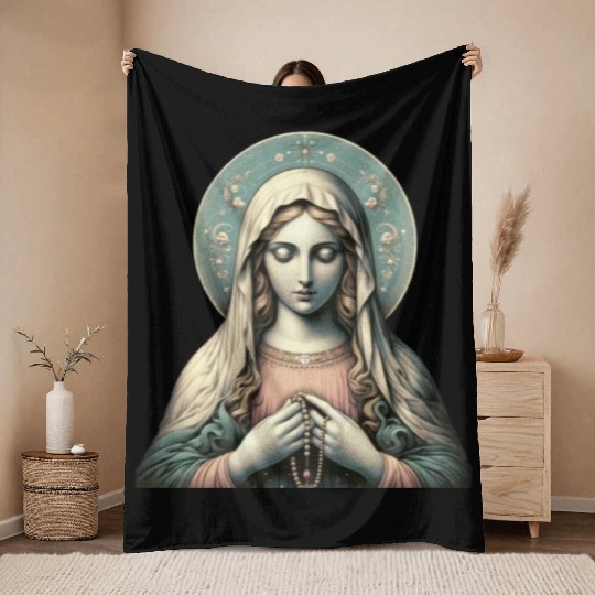 Serene Madonna ic Image Throw Blankets