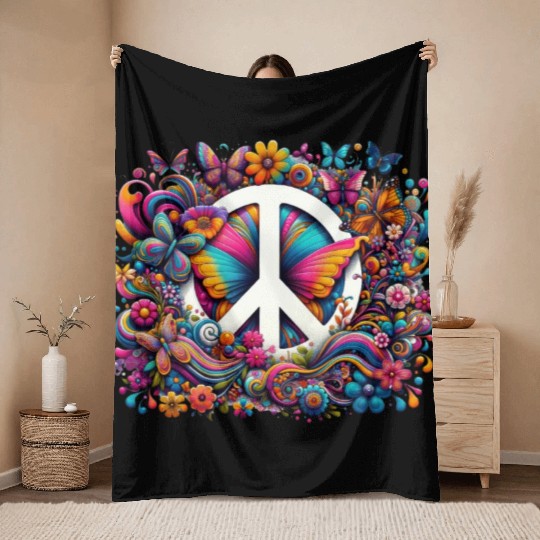 Peaceful Butterflies Symphony Throw Blankets