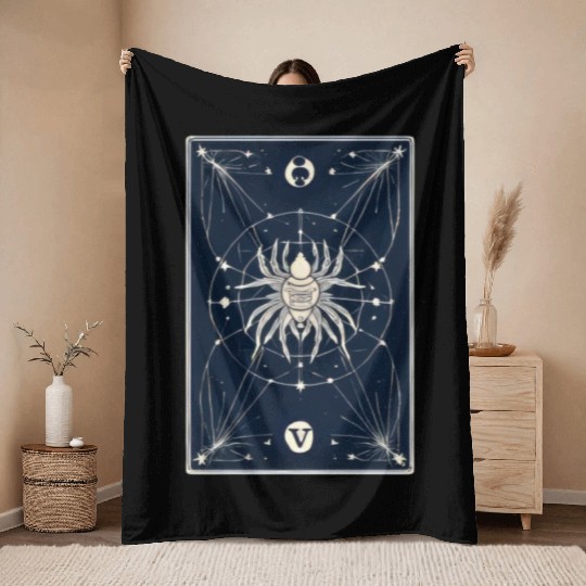 Spider Tarot Card Reader Astrology Occult Throw Blankets