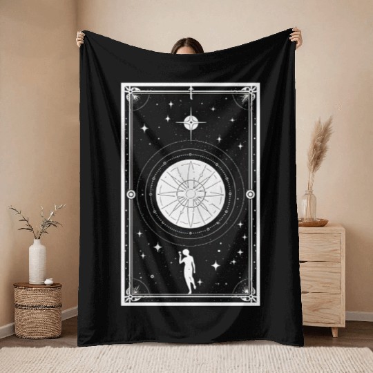 Tarot Card Astrology Occult Mystical Witchy Throw Blankets