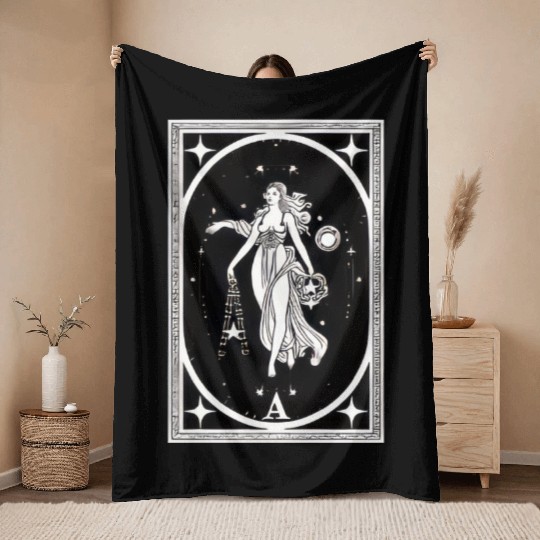 Themis Tarot Card Astrology Occult Mystical Throw Blankets