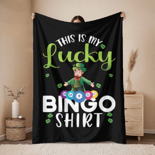 Funny Bingo Player St Patricks Day Throw Blankets