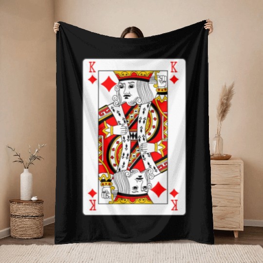 King of Diamonds Playing Card Throw Blankets