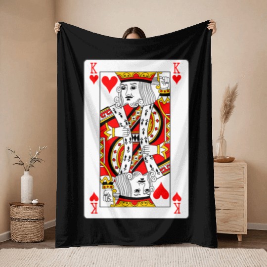 King of Hearts Playing Card Throw Blankets