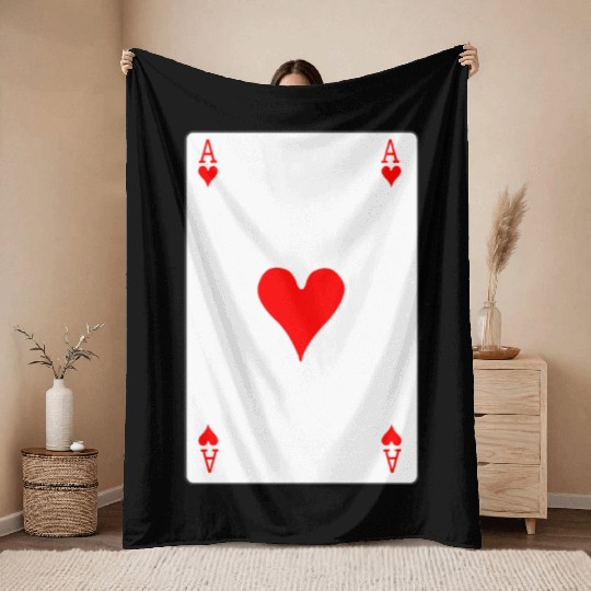 Hearts Playing Card Throw Blankets