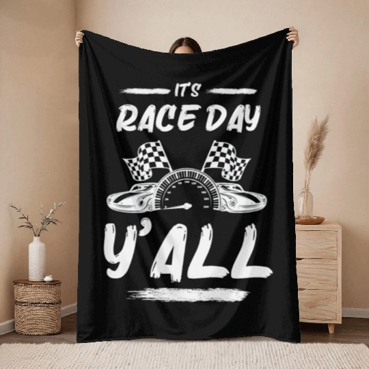 Race Day Car Raceday Trackday Fun Motosports Fan Throw Blankets