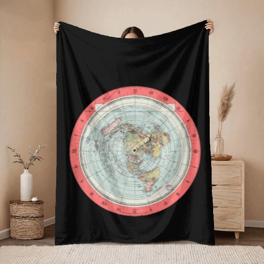 Flat Earth Theory World Map - Funny Conspiracy The Throw Blankets