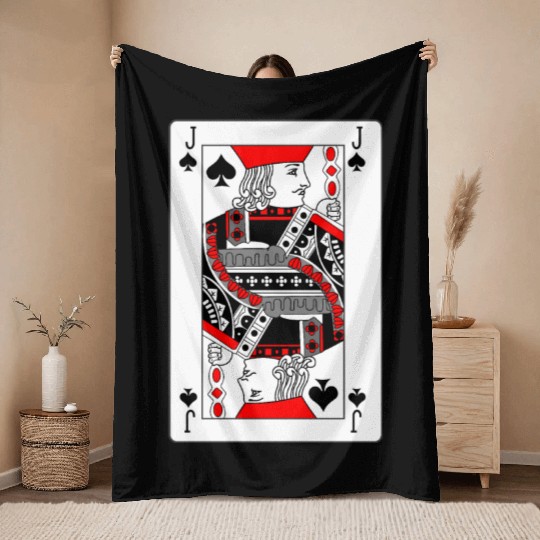 Jack Playing card of spades Throw Blankets