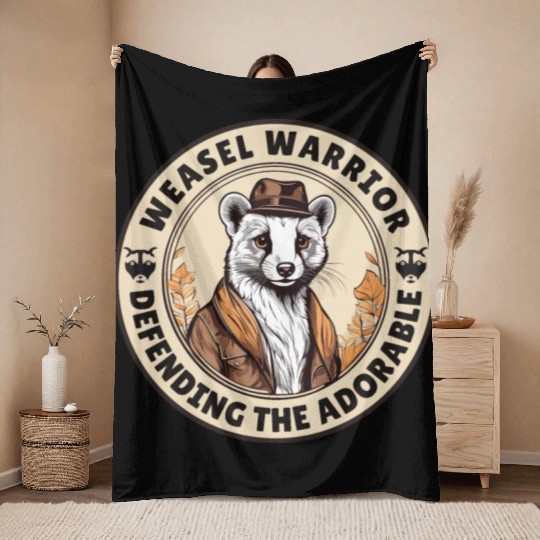 Weasel Warrior Throw Blankets
